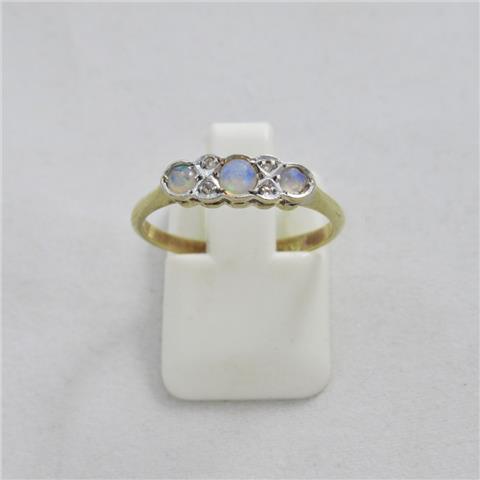 Opal & Diamond Cluster Ring