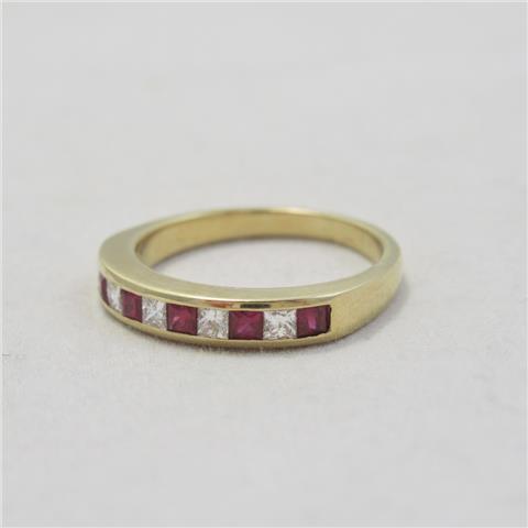 Ruby & Diamond Half Eternity Ring