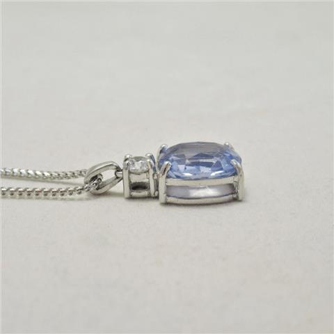 Sapphire & Diamond Pendant & Chain