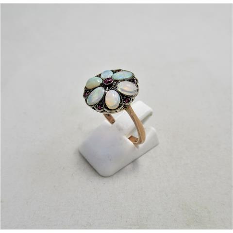 OPAL & RUBY CLUSTER RING