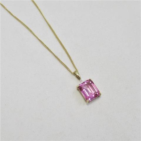 Pink Stone Pendant & Chain
