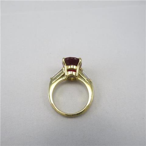 Synthetic Ruby and Diamond Ring