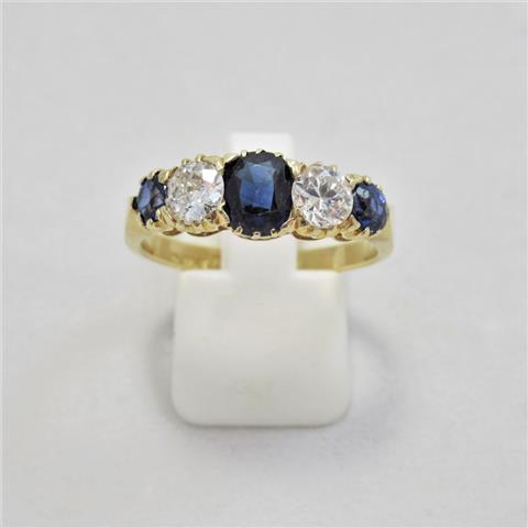 Sapphire & Diamond Five Stone Ring