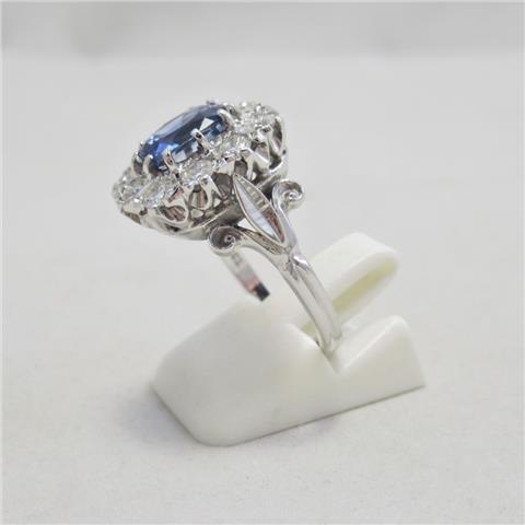 Ceylon Sapphire & Diamond Cluster Ring