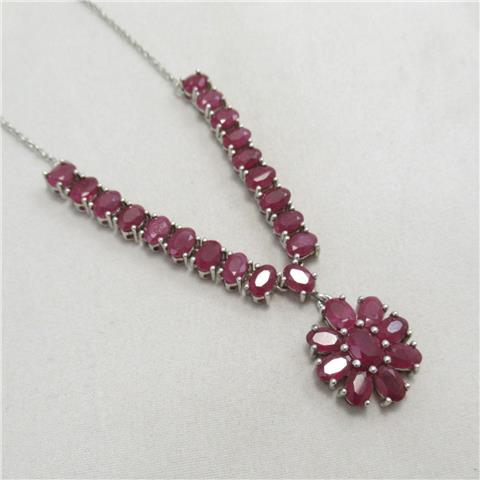 Red Stone Necklace with Chain