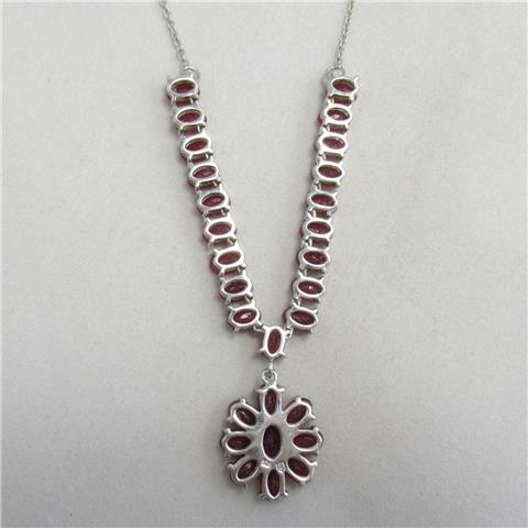 Red Stone Necklace with Chain