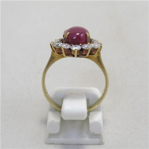 Cabochon Ruby & Diamond Cluster Ring