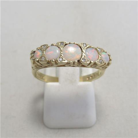 Opal & Diamond Carved Head Ring
