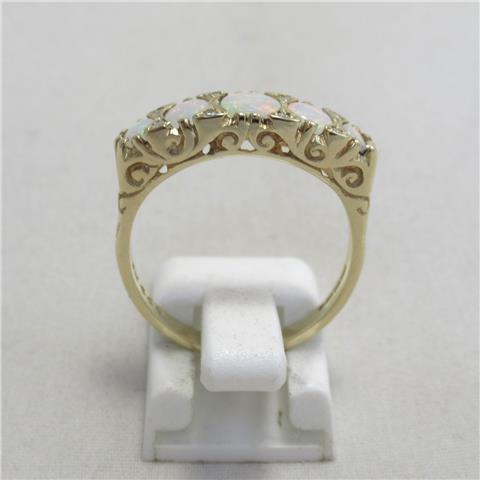 Opal & Diamond Carved Head Ring