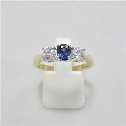 Sapphire & Diamond Triple Stone Ring
