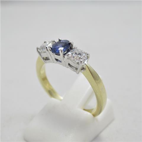 Sapphire & Diamond Triple Stone Ring