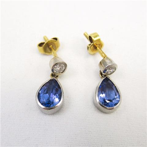 Tanzanite & Diamond Drop Earrings