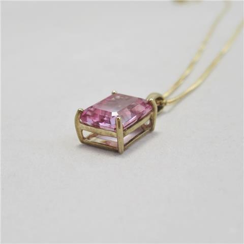 Pink Stone Pendant & Chain
