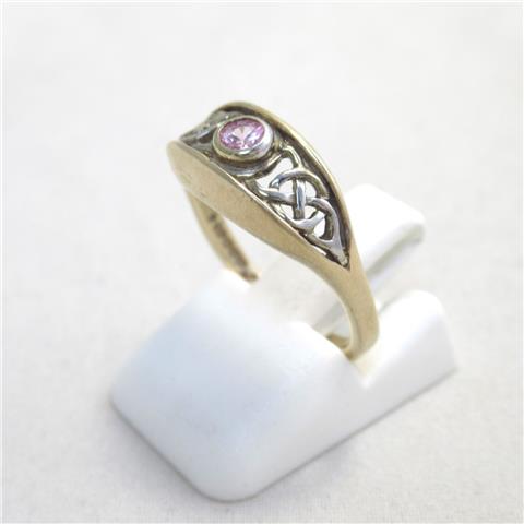 Pink Stone Celtic Ring