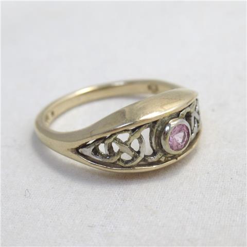 Pink Stone Celtic Ring