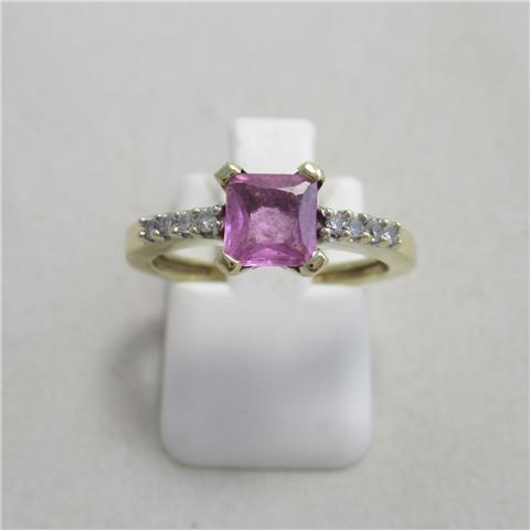 Pink Sapphire & Diamond Ring